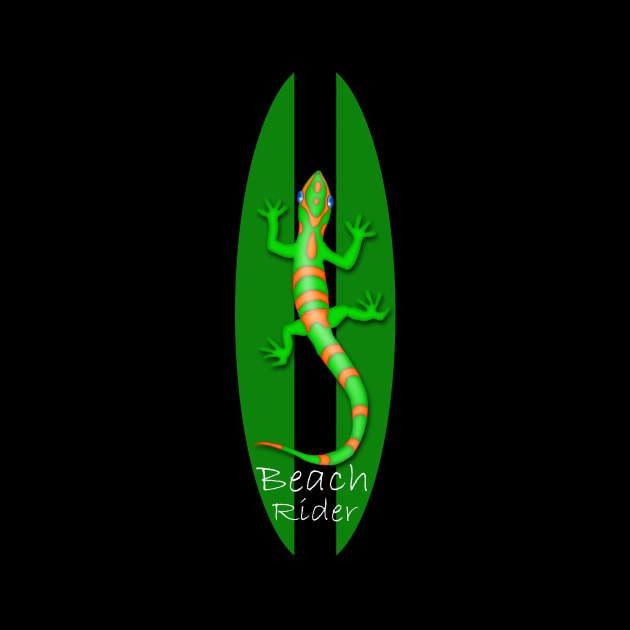 Cool Gecko Lizard Surfboard Rider by funnybones