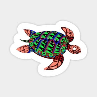 mexican caribbean carey turtle tortoise in ecopop floral ocean of color Magnet