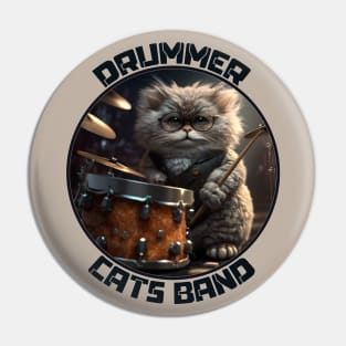 Drummer Cats Band Pin