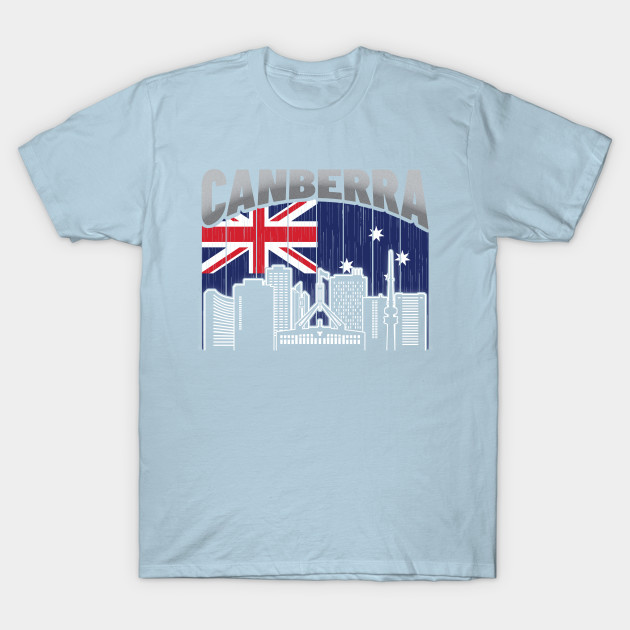 Discover Canberra Australia Skyline Vintage Australian Flag - Canberra - T-Shirt