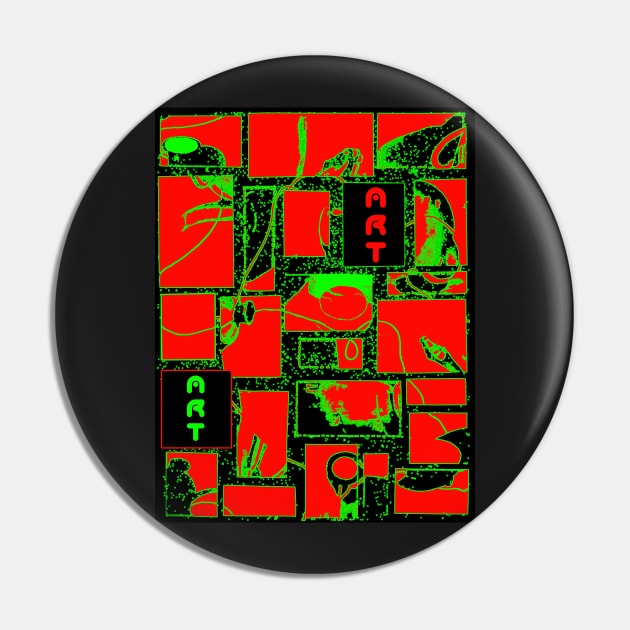 Granny s Things ART in Red Black and Green Pin by Heatherian