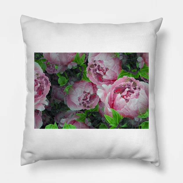 Plethora of Pink Peonies Pillow by SeaChangeDesign