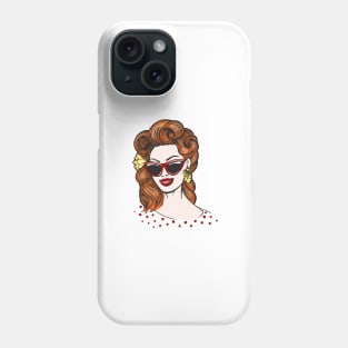 Pop art Woman in glasses with empty speech bubble Phone Case