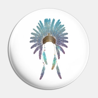 Feather headdress blue Pin