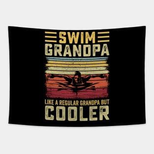 Swim Grandpa - Retro Sunset Swimmer Design Tapestry