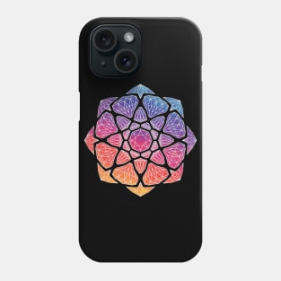 Sunset Watercolor Crystal Mandala - White Outline Phone Case