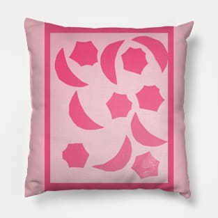 Pink Half Moon and Stars Pattern Pillow