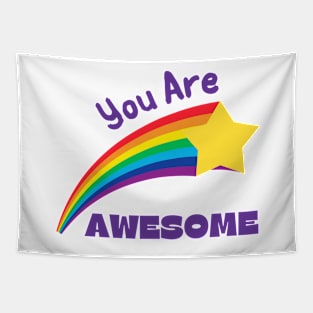 Cute You Are Awesome Rainbow Shooting Star Tapestry