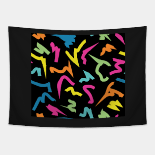 Rainbow Colors Bright Retro 80's Eighties Abstract Scribble Tapestry