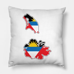 Antigua and Barbuda National Flag in Map Pillow