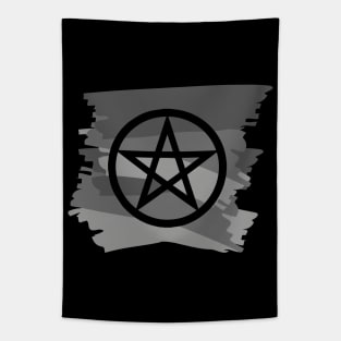 Pagan Pentagram Grey Paint Witch Magick Tapestry