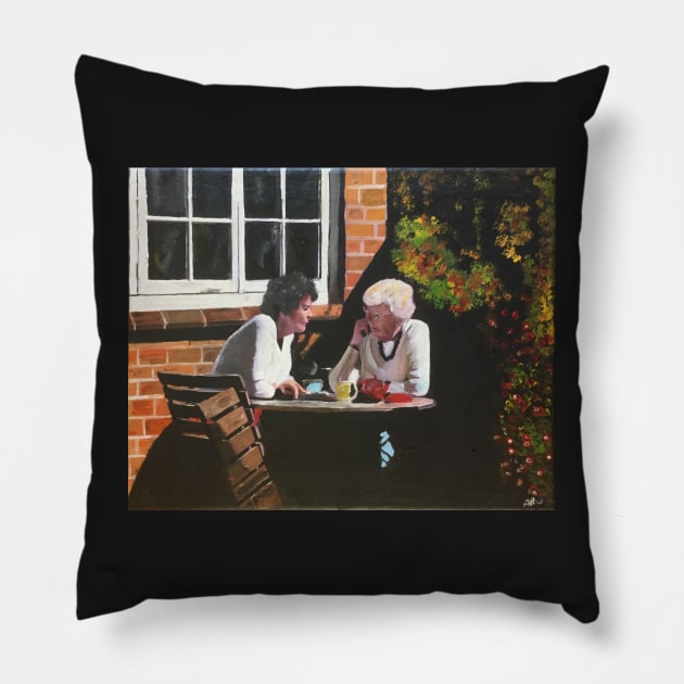 England, Afternoon Tea, Secrets and Gossip Pillow by golan22may
