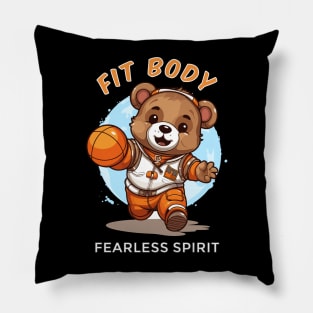 Cute baby bear playing basketball Pillow