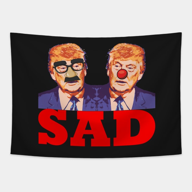 Trump Clown Buffoon Sad Tapestry by politictees