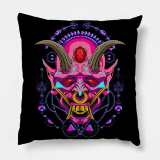 oni mask samurai Pillow