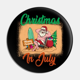 Christmas In July Funny Santa Summer Beach Vacation Pin