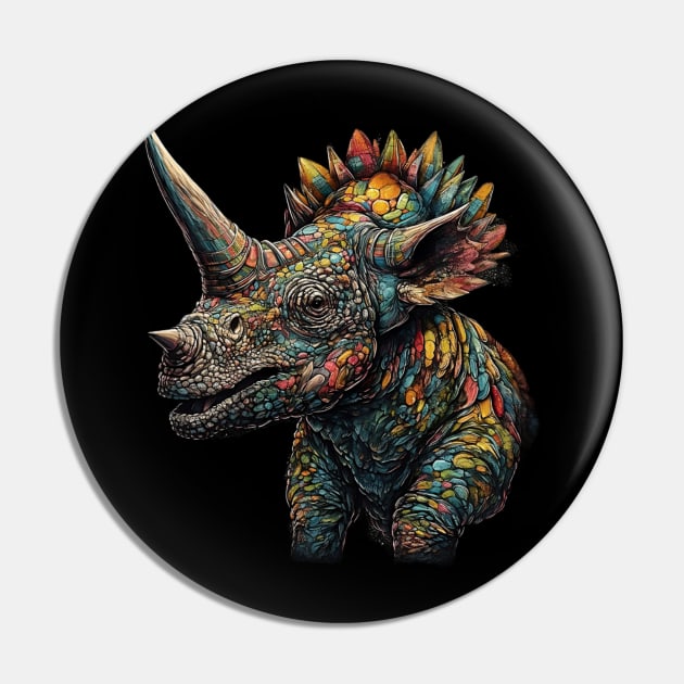 Colorful Horned Dino Too Pin by DavisDesigns79