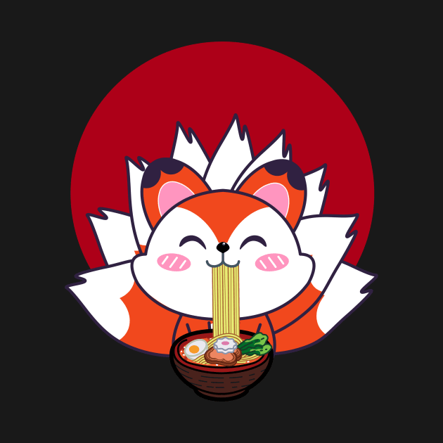 fox eating ramen by GP SHOP