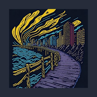 City Boardwalk at Night T-Shirt