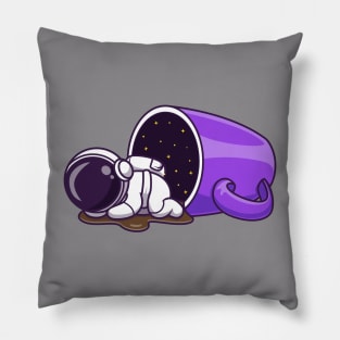 Cute Astronaut Sleeping With Coffee Cup Cartoon Pillow