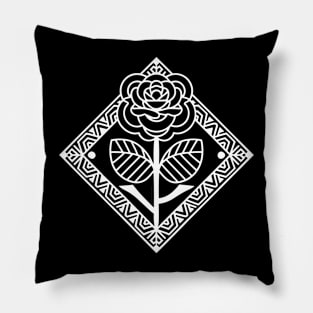 Line Art Rose 2 (White) Pillow