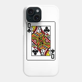 Queen of Clubs Pixel Art Phone Case