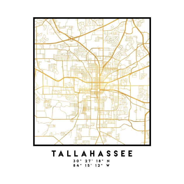 TALLAHASSEE FLORIDA CITY STREET MAP ART by deificusArt