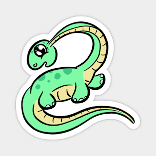 Cute Green diplodocus dinosaur cartoon character Magnet