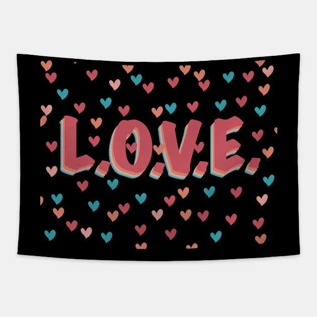 LOVE hearts multicolor design Tapestry by Sheila’s Studio