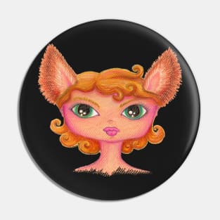 Girl with Fox Ears Pin