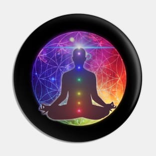 Colorful Cosmic Flower of Life Chakra Meditation Pin