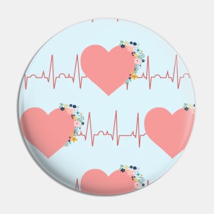 Hearts and Flowers EKG Pin