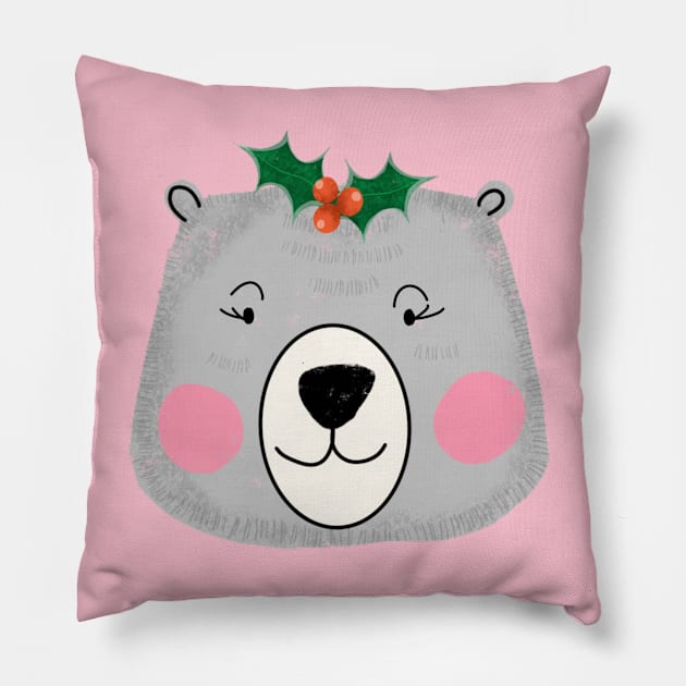 Cute Santa lady bear Pillow by bruxamagica