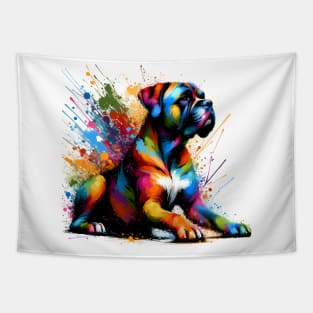 Vibrant Splashed Paint Perro de Presa Canario Art Tapestry