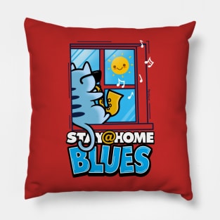 Cute Blues Musician Saxist Cat Lover Original Cartoon Pillow