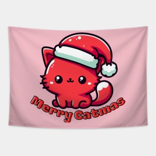 Red catmas Christmas cat Tapestry