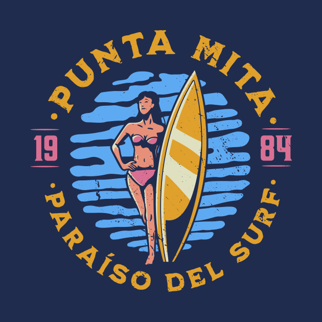 Vintage Punta Mita, Mexico Surfer's Paradise // Retro Surfing 1980s Badge by Now Boarding