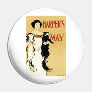 HARPER'S MAY COVER by Graphic Artist Edward Penfield Vintage Magazine Advertisement Pin