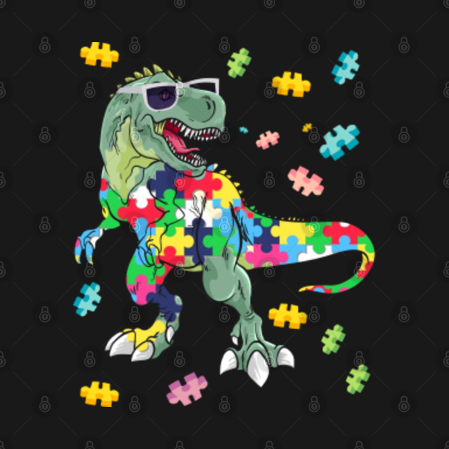 Cute Dinosaur Autism Awareness Gift Autism Puzzle Piece ...