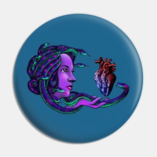 Medusa holding a heart Pin