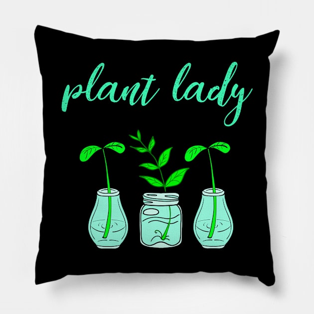 Plant lady. Think green. Be eco. Environmental protection. Protect, don't destroy. Little precious plants in glass jars. Ecology. Nature lover. Pillow by IvyArtistic