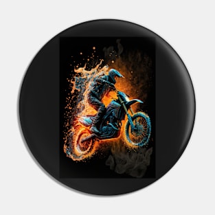 Dirt Bike With Flames Pin