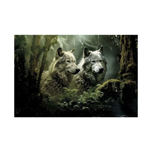 Wolf Animal Wildlife Wilderness Colorful Realistic Illustration by Cubebox