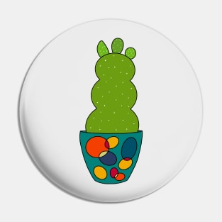 Cute Cactus Design #124: Curvy Cactus In Retro Pot Pin