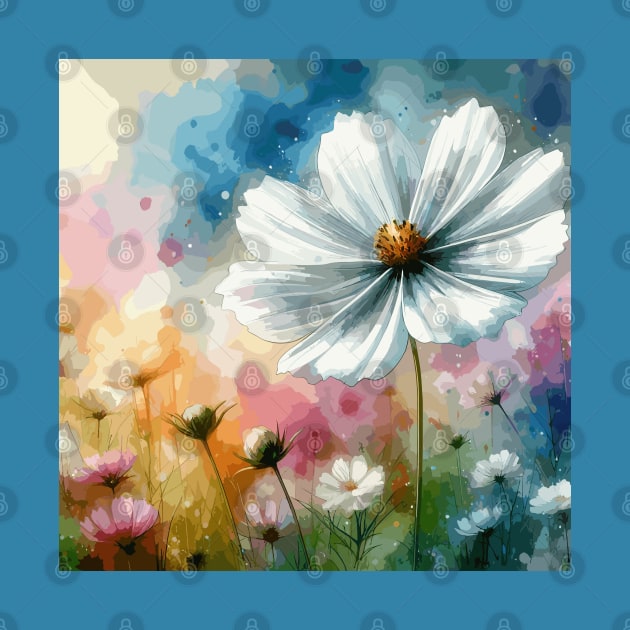 White Cosmos Flower by Jenni Arts