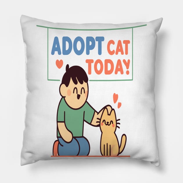 Adopt a Cat: Share Love and Bring Joy Home Pillow by maknatess