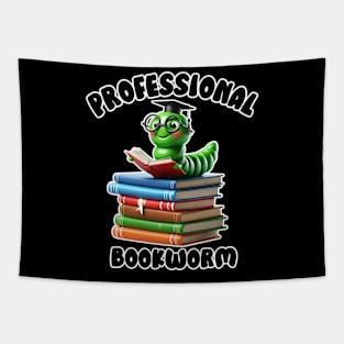 Professional Bookworm Funny Book Lover Design for Reading Teachers Tapestry