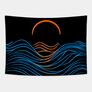 Sunset and Waves Tapestry