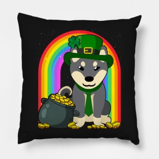 Shiba Inu Rainbow Irish Clover St Patrick Day Dog Gift print Pillow