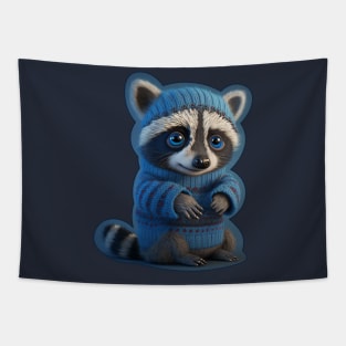 Cute Raccoon wearing Christmas sweater Tapestry